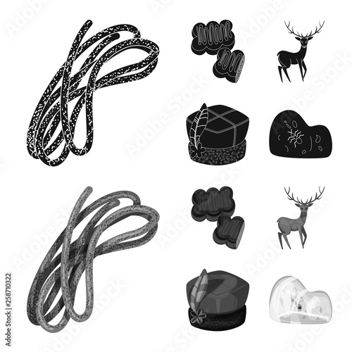 Isolated object of traditional and tour sign. Collection of traditional and landmarks stock vector illustration.