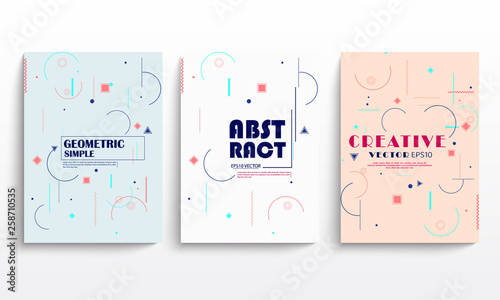 stock vector placard templates set with abstract shapes memphis geometric style flat and line