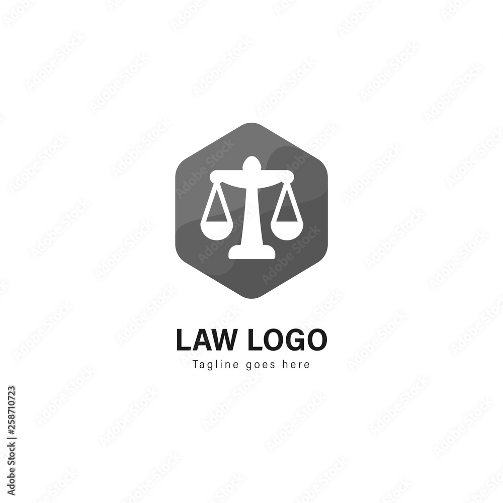 Law logo template design. Law logo with modern frame vector design