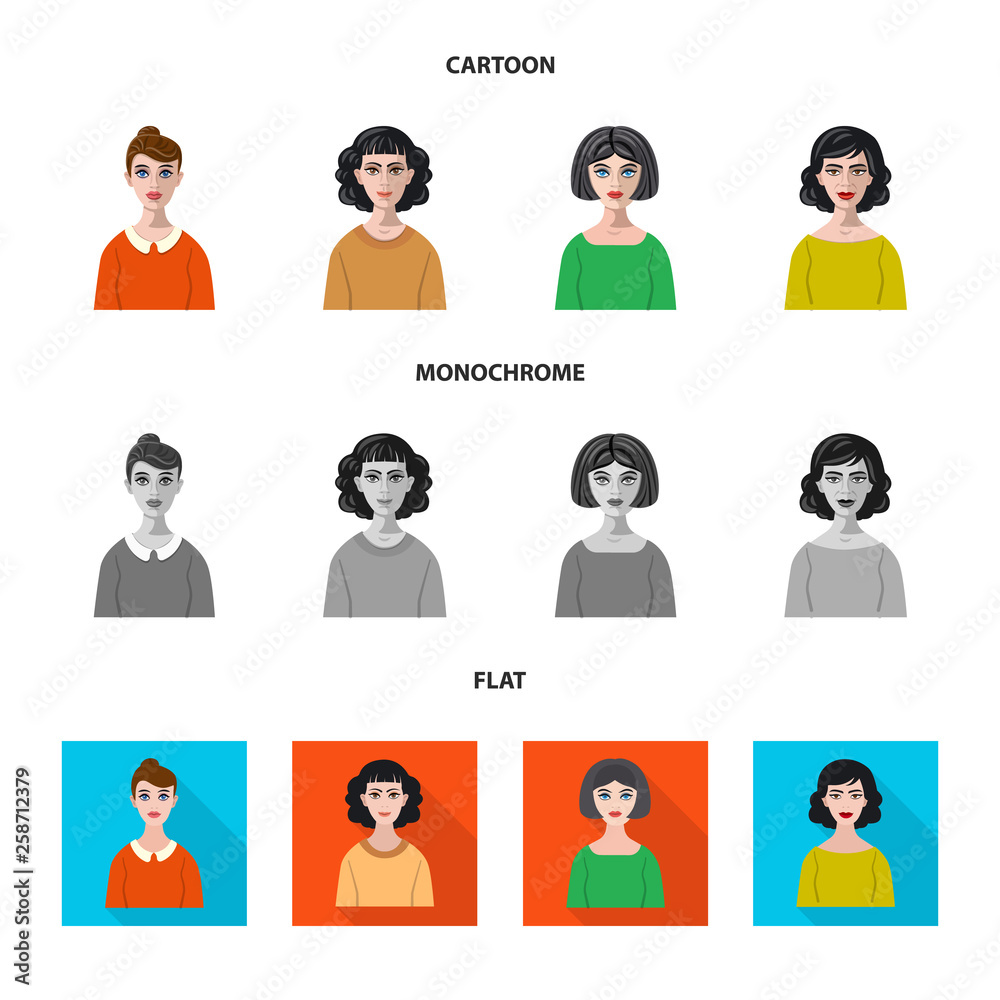 Vector design of hairstyle and profession logo. Set of hairstyle and character vector icon for stock. Vector design of hairstyle and profession logo. Set of hairstyle and character vector icon for stock.