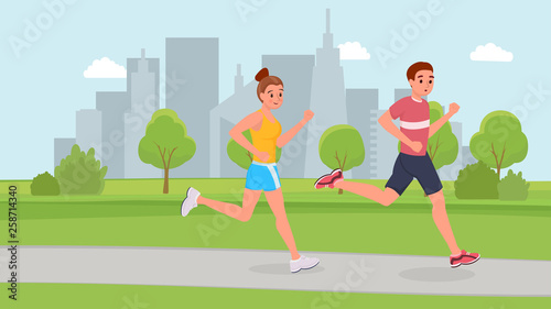 Scamper in park flat illustration