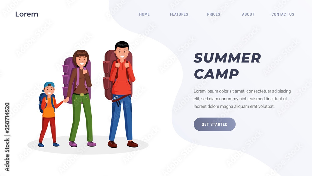Family summer camping landing page