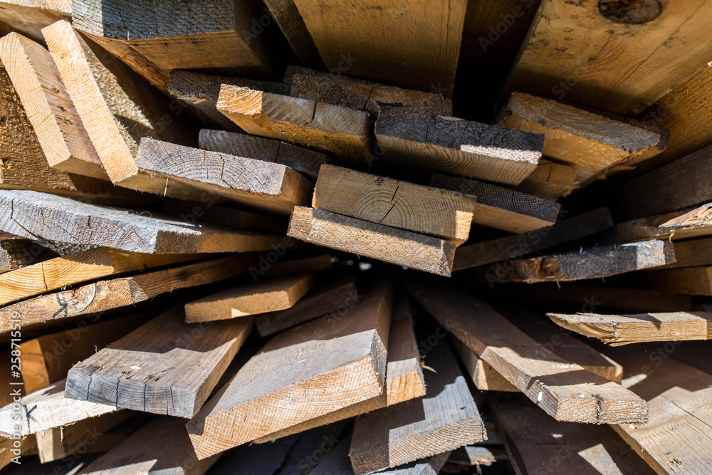 Pine wood boards in different sizes close up shot, image for background. Pine wood boards in different sizes close up shot, image for background.