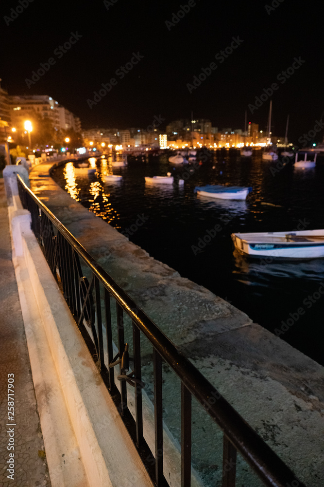 Malta's Valletta harbor by night Malta's Valletta harbor by night