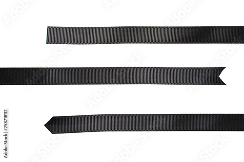 Black ribbon border isolated on white background