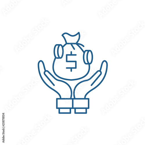 Bank deposits line concept icon. Bank deposits flat  vector website sign, outline symbol, illustration.