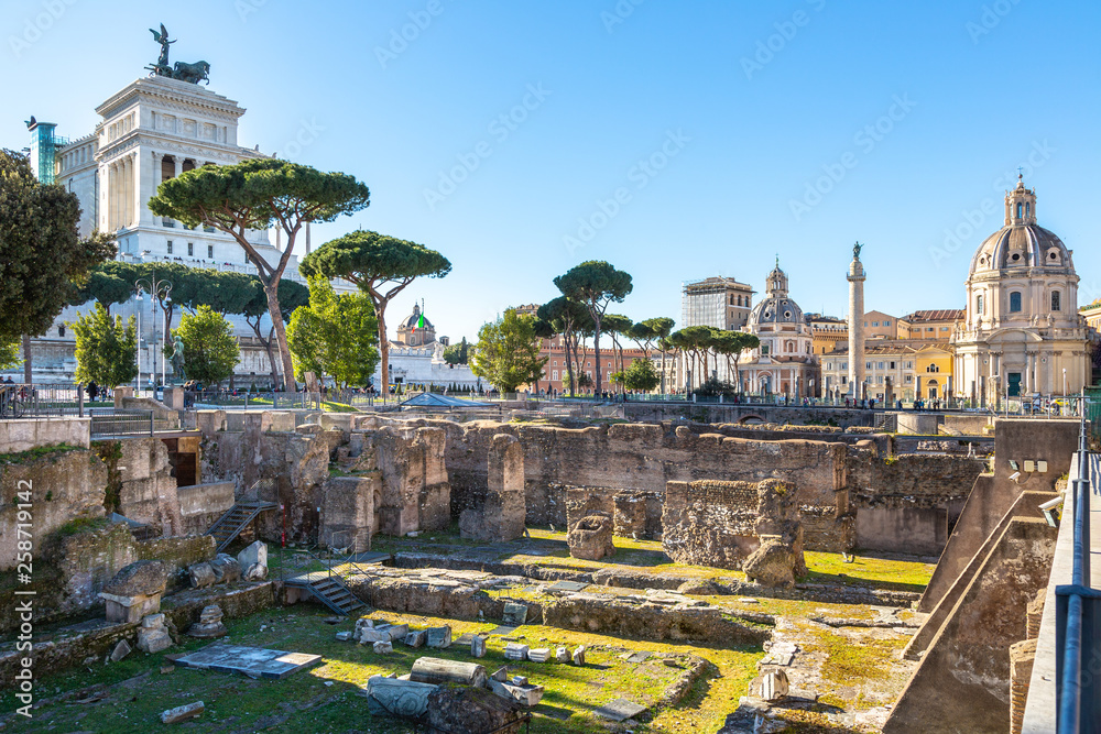 Trajan's Column and churches, Rome, Italy