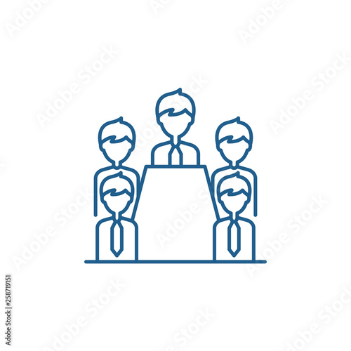 Board of directors line concept icon. Board of directors flat  vector website sign, outline symbol, illustration.