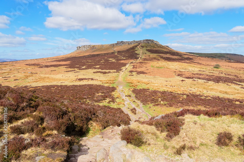 Over the wide expanse of the Derbyshire Peak District to Higger Tor.