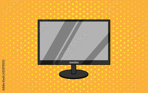 Monitor in the style of pop art. Vector illustration.