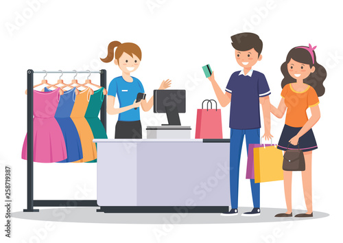 Shopping in cloth store