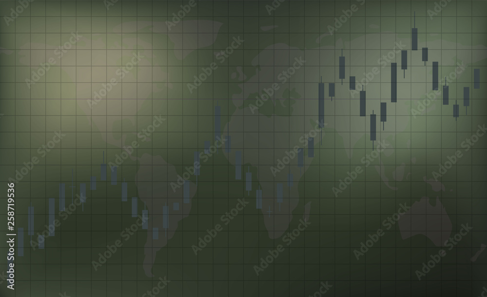 Trading on the stock exchange and the market of phoneme. Chart candles uptrend. Dark green background. Free space for inscriptions and text. Business background. Trading on the stock exchange and the market of phoneme. Chart candles uptrend. Dark green background. Free space for inscriptions and text. Business background.