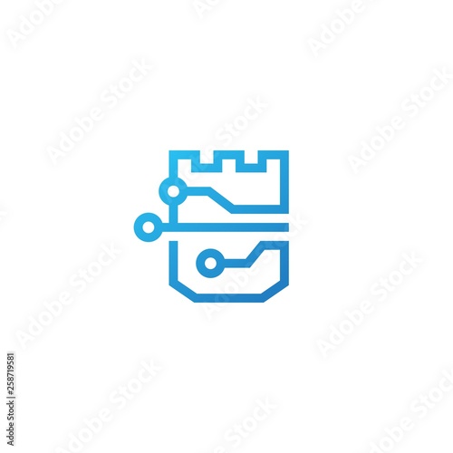 castle tech logo vector icon illustration