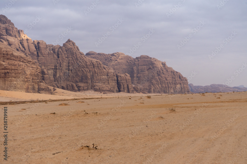 Wadi Rum, Jordanian desert landscape.