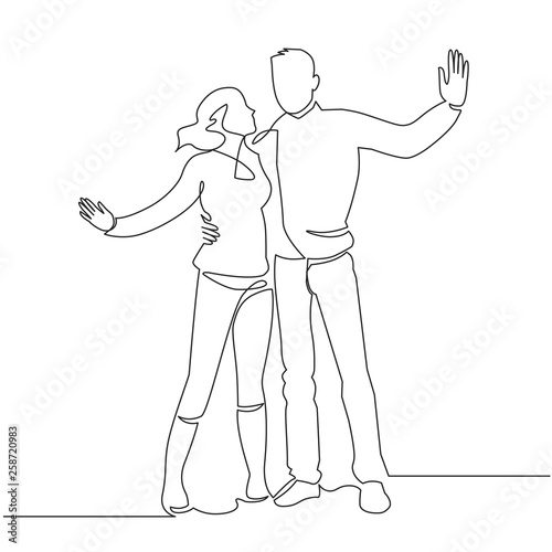 Romantic relationship continuous thin line drawing