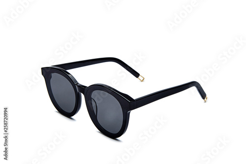 Black framed sunglasses on white background