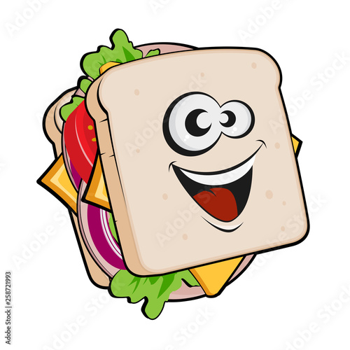 funny cartoon illustration of a sandwich