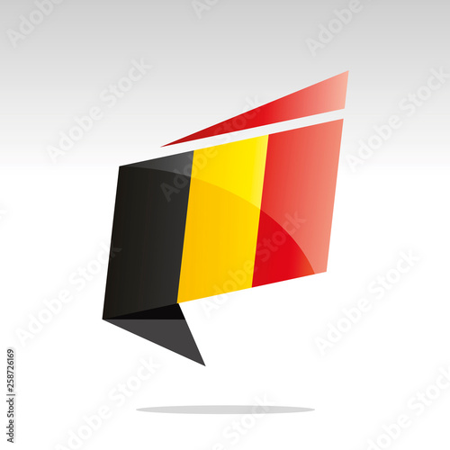 New abstract Belgium flag origami logo icon button label vector
