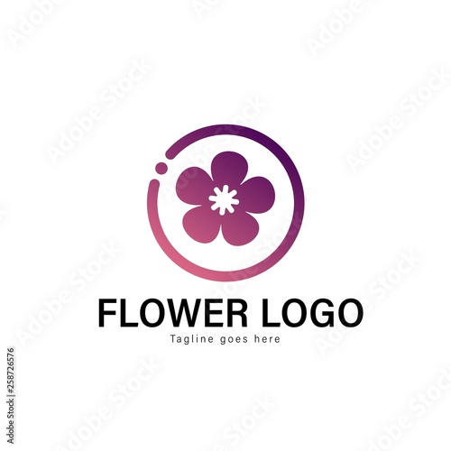 Flower logo template design. Flower logo with modern frame vector design