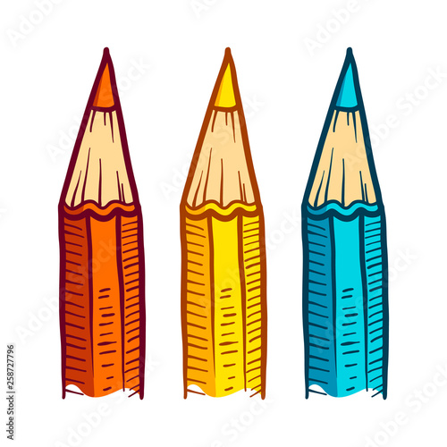 Hand drawn Pencil icon. Cartoon illustration of doodle pencil vector icon for web isolated on white background