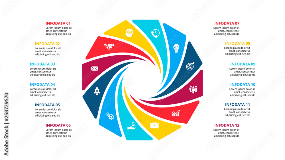 Vector cycle infographic. Diagram with 12 options or steps ...