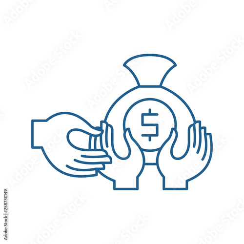 Financial fraud line concept icon. Financial fraud flat  vector website sign, outline symbol, illustration.