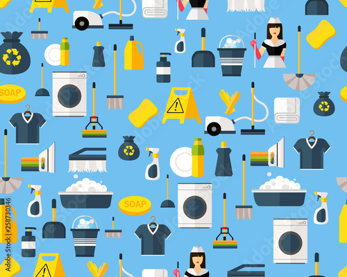Vector flat seamless texture pattern Cleaning service .