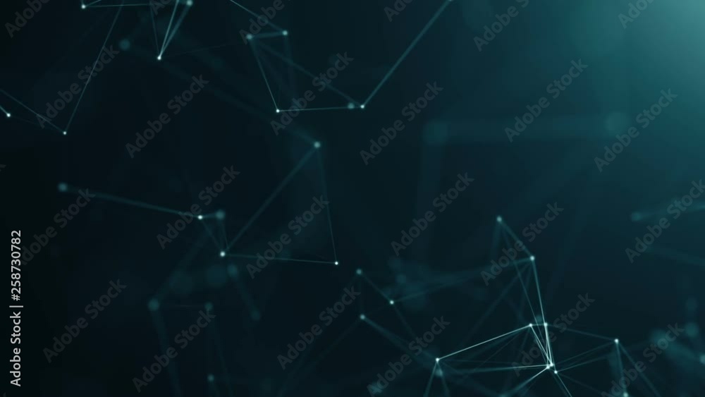 Abstract background with plexus network as data complex. Animation of seamless loop.