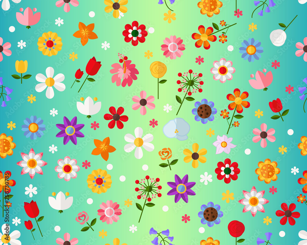 custom made wallpaper toronto digitalVector flat seamless texture pattern Colorful Flowers.