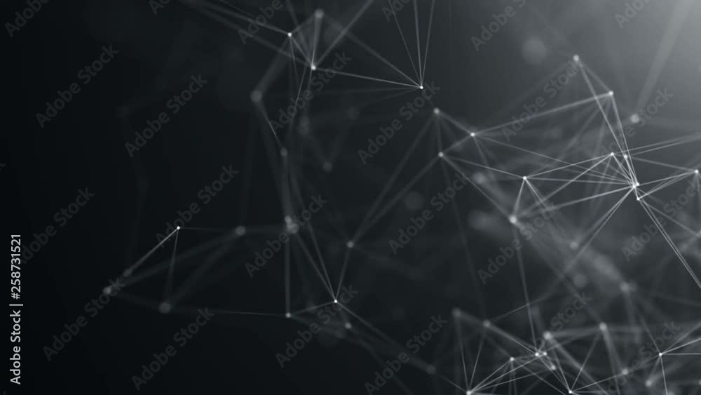 Abstract background with plexus network as data complex. Animation of seamless loop.