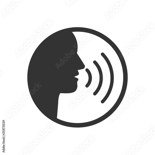 Head, talk, speaking icon. Vector illustration, flat design.