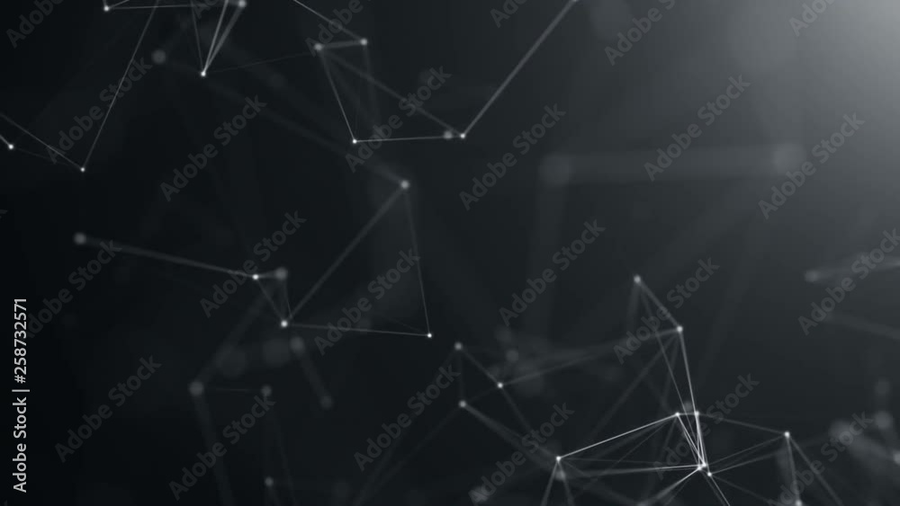 Abstract background with plexus network as data complex. Animation of seamless loop.