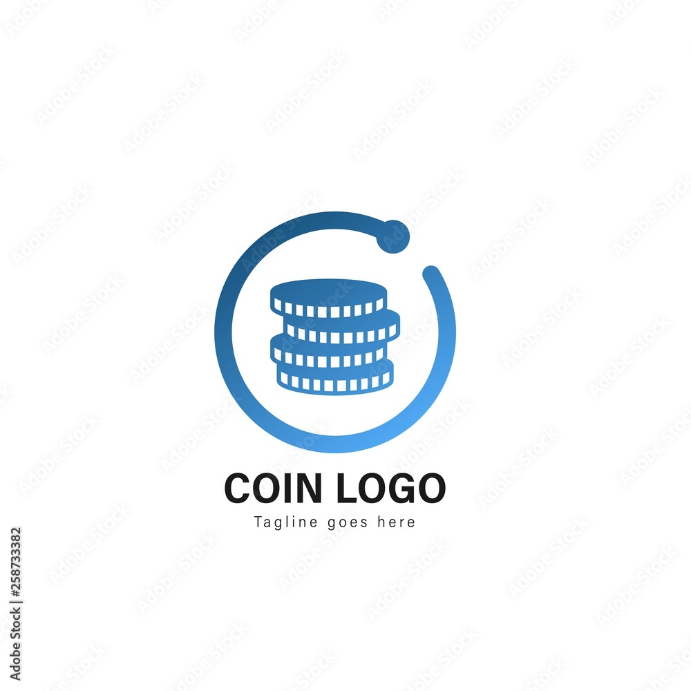 Coin logo template design. Coin logo with modern frame vector design Coin logo template design. Coin logo with modern frame vector design