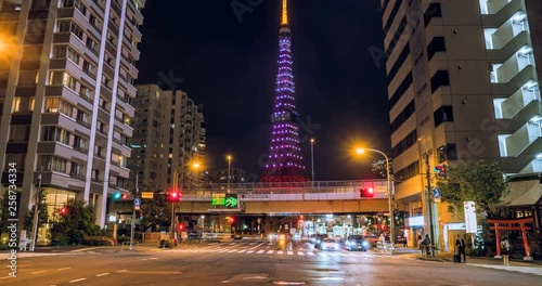 Tokyo tower night view, City view in Japan