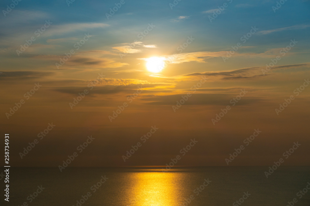 Sunset or sunrise at the ocean view warm and cool tone mix as for summer background.