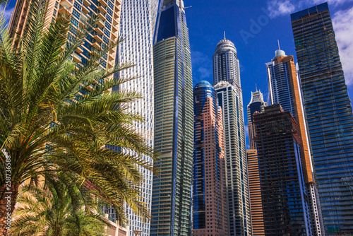 Modern residential architecture of Dubai Marina, UAE © monticellllo