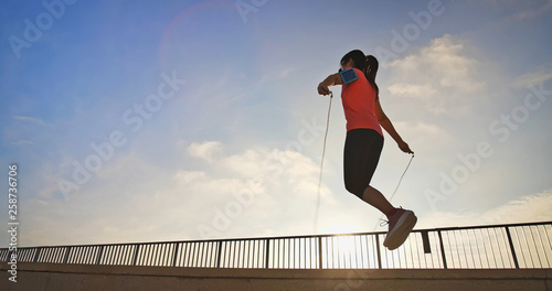 woman sport and rope skipping