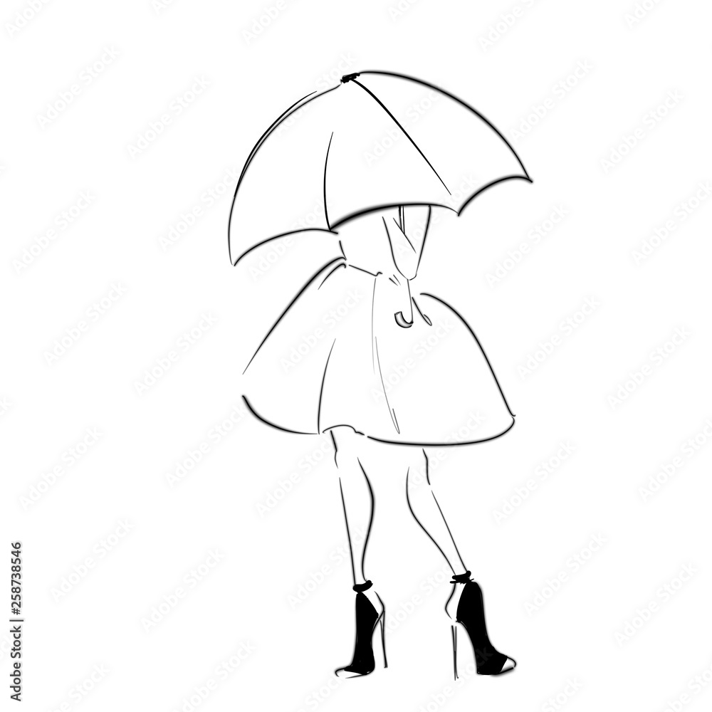 Umbrella Drawing Pencil, Pencil umbrella girl, fashion Girl, color Pencil  png | PNGEgg