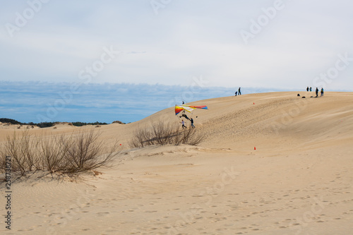 Obraz na plátne Hang gliding school on the dunes of Jockey's Ridge State Park in the Outer Banks
