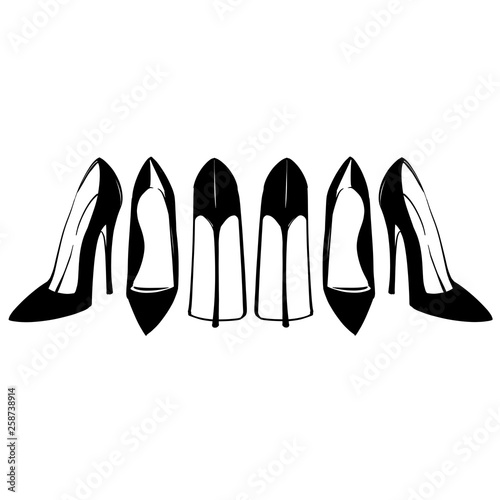 three pairs of high heels in black