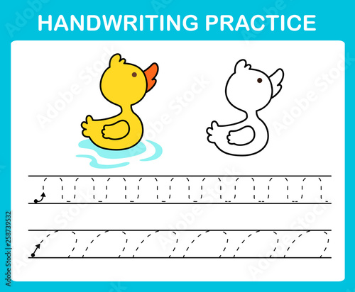 Handwriting practice sheet illustration vector