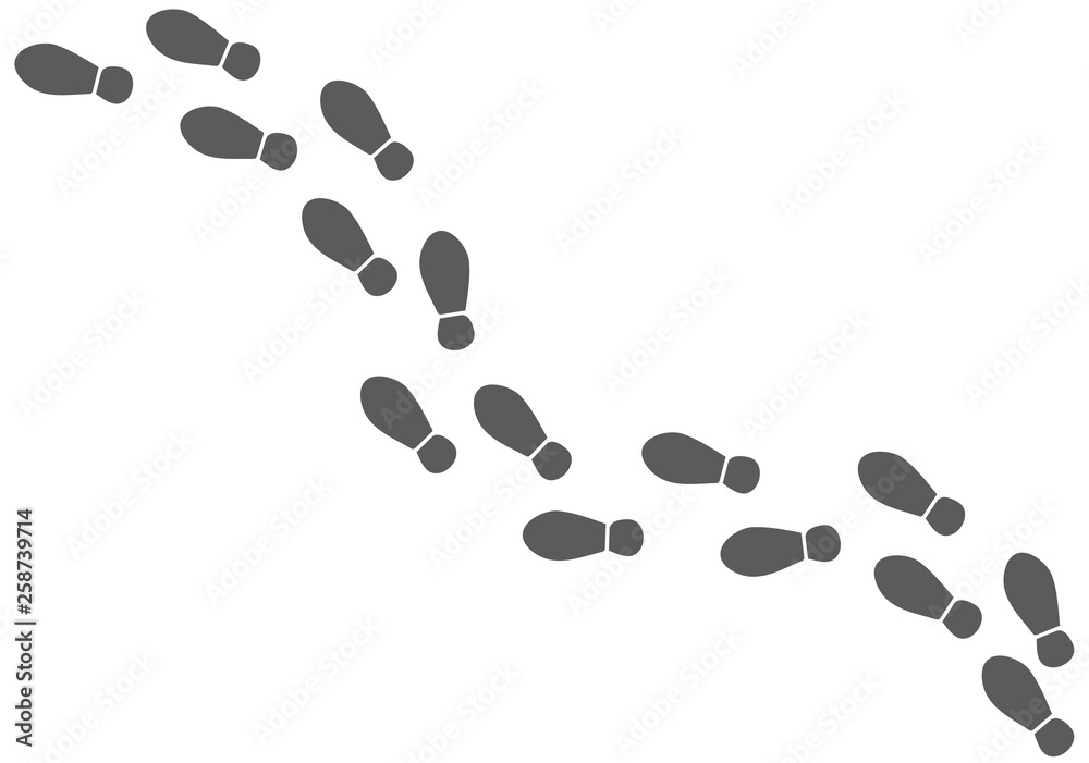 Vector shoe tracks footpath on white, stock illustration - obrazy, fototapety, plakaty 