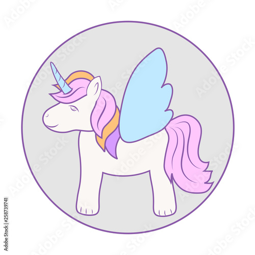 hand drawing cartoon cute unicorn icon stock vector illustration design