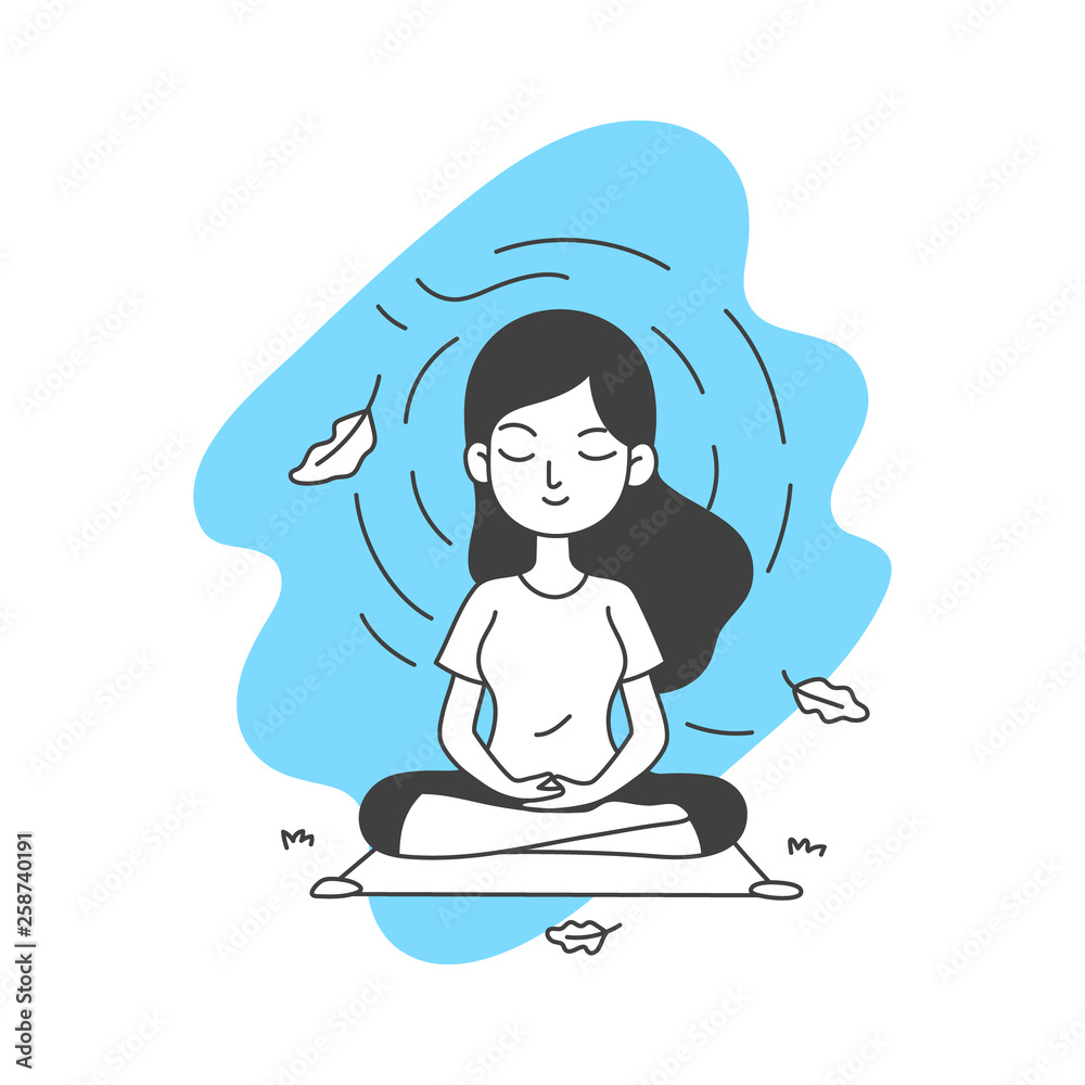 woman meditate vector illustration
