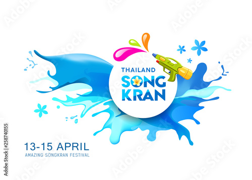 Water splash Vector Songkran Thailand banner background design, illustration