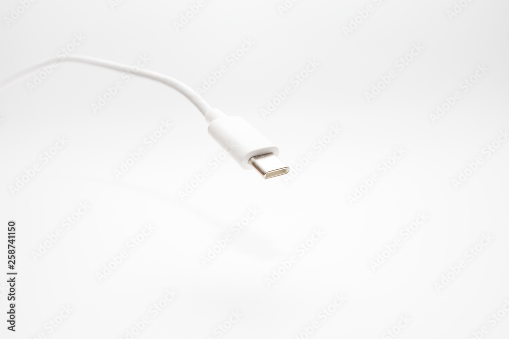 Fototapeta premium USB type-C cable connector on a white background.