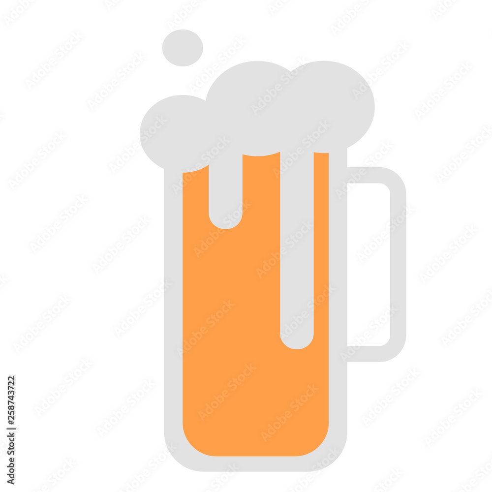 Glass of beer flat illustration on white