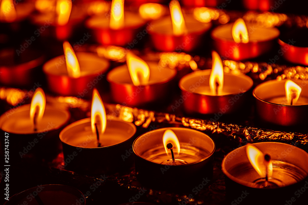 Church candles in catholic, concept of faith god