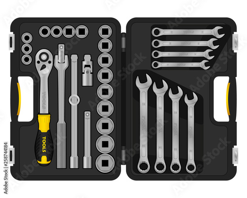 realistic vector tool set. tools box