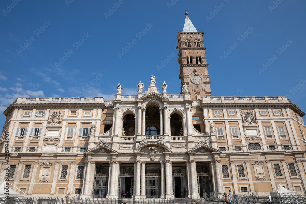 Panoramic view of exterior of the Basilica di Santa Maria Maggiore